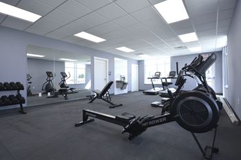 a gym with a lot of exercise equipment